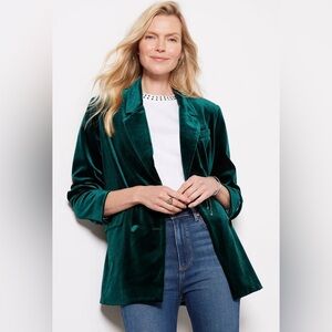 Blank NYC Women’s Green Emerald Velvet Blazer Double Breasted Jacket Medium